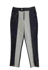 Yigal Azrouël Two Tone Straight Ankle Crop High Rise Denim Jeans In Blue In Blue