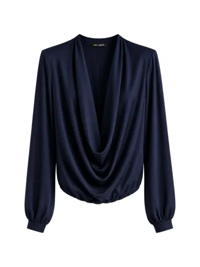 Yigal Azrouël Victoria Draped Blouse In Blue