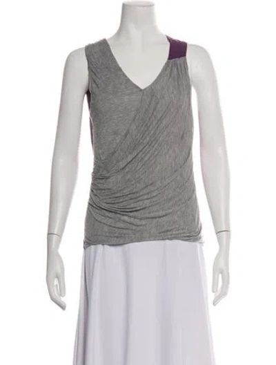 Pre-owned Yigal Azrouël Vintage Silk Top In Grey