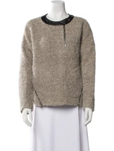 Pre-owned Yigal Azrouël Virgin Wool Printed Faux Fur Jacket In Neutral