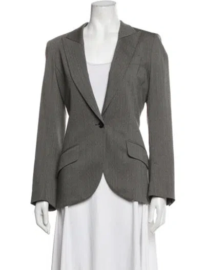 Pre-owned Yigal Azrouël Virgin Wool Tweed Pattern Blazer In Grey