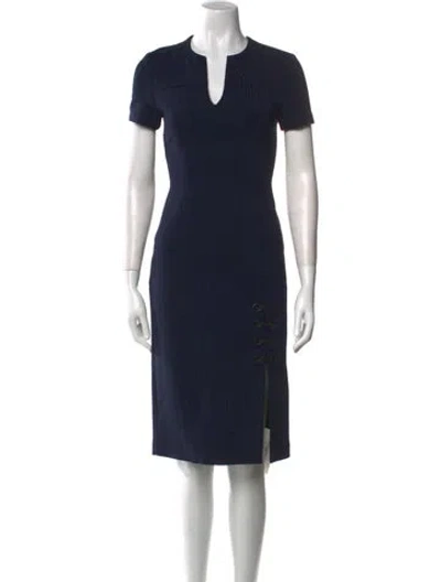Pre-owned Yigal Azrouël V-neck Knee-length Dress In Blue