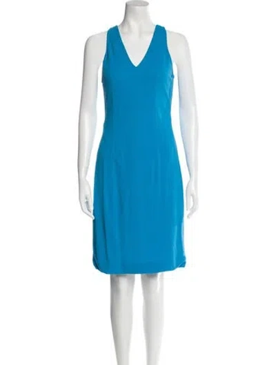 Pre-owned Yigal Azrouël V-neck Knee-length Dress In Blue