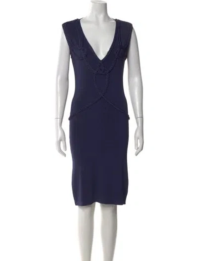 Pre-owned Yigal Azrouël V-neck Knee-length Dress In Blue