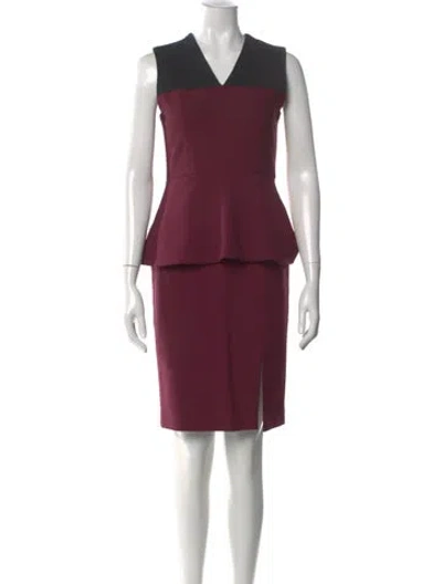 Pre-owned Yigal Azrouël V-neck Knee-length Dress In Burgundy