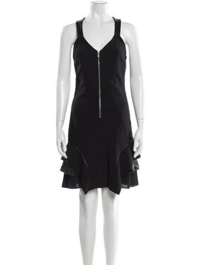 Pre-owned Yigal Azrouël V-neck Knee-length Dress In Gray