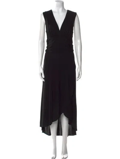 Pre-owned Yigal Azrouël V-neck Long Dress In Black