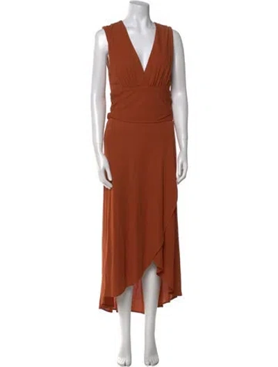 Pre-owned Yigal Azrouël V-neck Long Dress In Orange