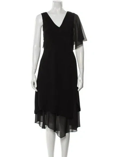 Pre-owned Yigal Azrouël V-neck Midi Length Dress In Black