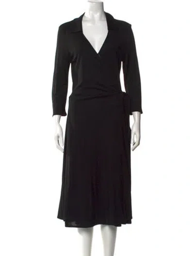 Pre-owned Yigal Azrouël V-neck Midi Length Dress In Black