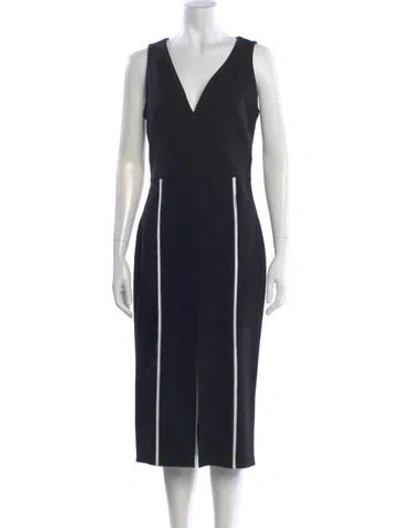 Pre-owned Yigal Azrouël V-neck Midi Length Dress In Black