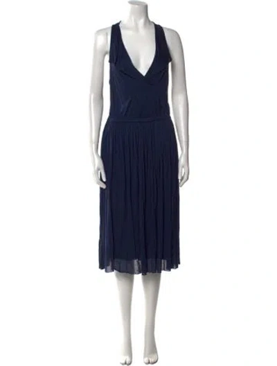 Pre-owned Yigal Azrouël V-neck Midi Length Dress In Neutral