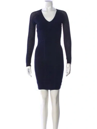 Pre-owned Yigal Azrouël V-neck Mini Dress In Blue