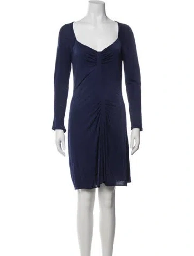 Pre-owned Yigal Azrouël V-neck Mini Dress In Blue