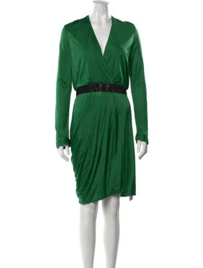 Pre-owned Yigal Azrouël V-neck Mini Dress In Green
