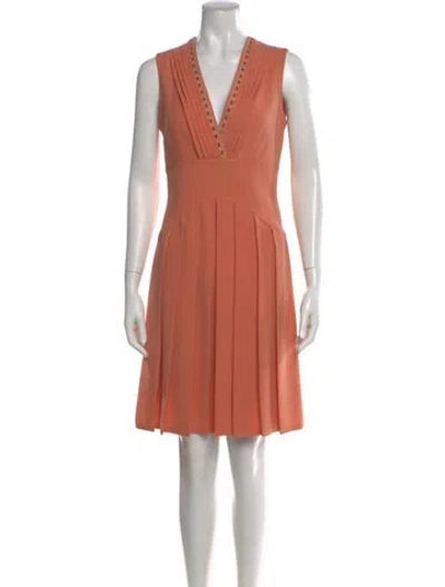 Pre-owned Yigal Azrouël V-neck Mini Dress In Orange
