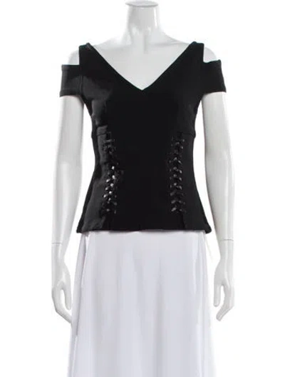 Pre-owned Yigal Azrouël V-neck Short Sleeve Top In Gray