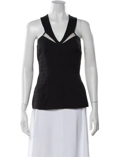 Pre-owned Yigal Azrouël V-neck Sleeveless Top In Black