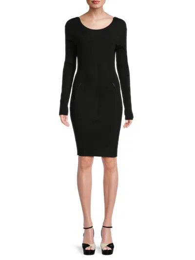 Yigal Azrouël Women's Ribbed Drop Shoulder Bodycon Dress In Jet Black