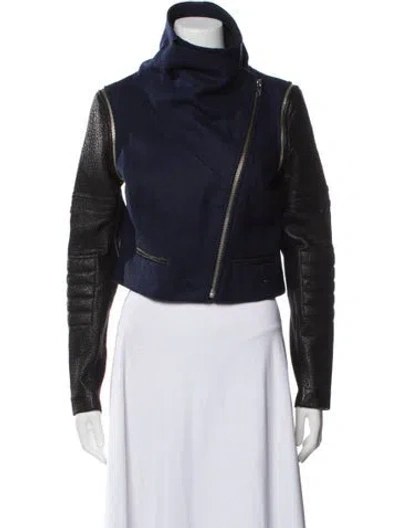Pre-owned Yigal Azrouël Wool Biker Jacket In Blue