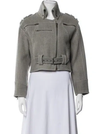 Pre-owned Yigal Azrouël Wool Biker Jacket In Gray