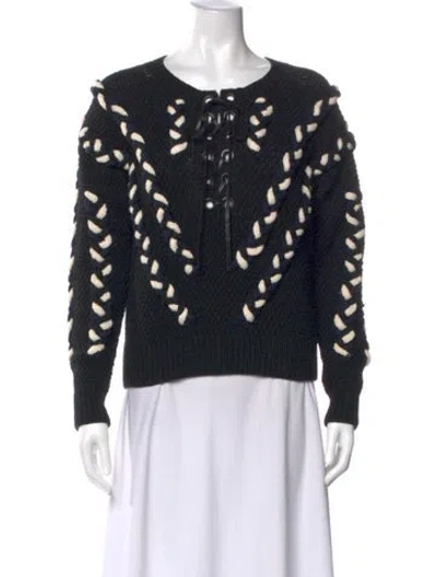 Pre-owned Yigal Azrouël Wool Graphic Print Sweater In Black