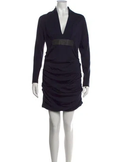 Pre-owned Yigal Azrouël Wool Mini Dress In Blue