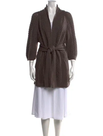 Pre-owned Yigal Azrouël Wool Open Front Sweater In Brown