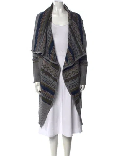 Pre-owned Yigal Azrouël Wool Patterned Sweater W/ Tags In Gray