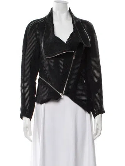 Pre-owned Yigal Azrouël Wool Printed Biker Jacket In Black
