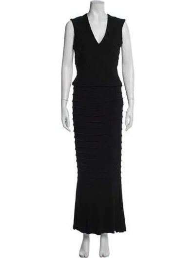 Pre-owned Yigal Azrouël Wool Ruffle Embellishment Skirt Set In Black