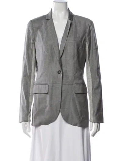 Pre-owned Yigal Azrouël Wool Tweed Pattern Blazer In Grey