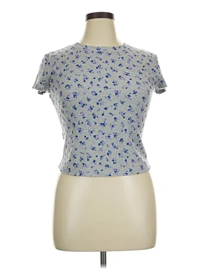 Pre-owned Yitty Short Sleeve Top Blue Mock Neckline Tops