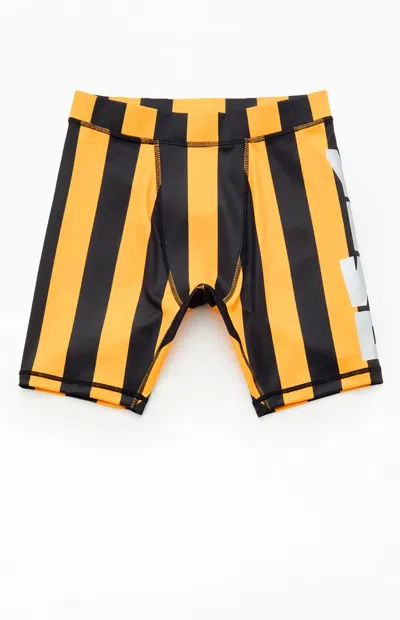 Y,iwo Men's Yellow Striped Hardwear Biker Shorts In Multi
