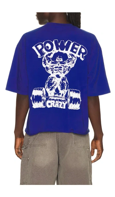 Y,iwo Power Crazy Crop Tee In Blue