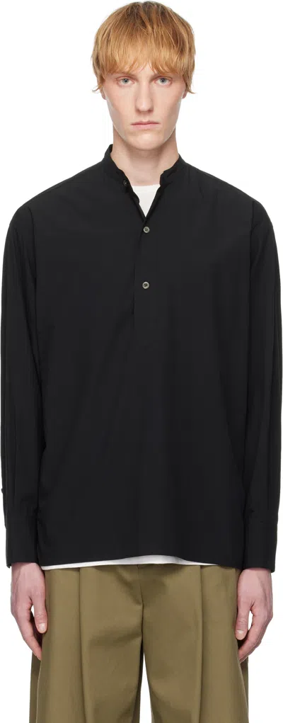 Ylève Black Cotton Typewriter Shirt