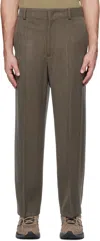 Ylève Brown Wool & Rayon Twill Trousers In 050 Moca