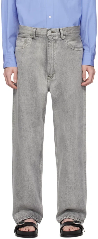 Ylève Gray Baggy Jeans In 010 Ice Black