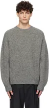 Ylève Gray Brushed Wool Sweater In 020 Grey