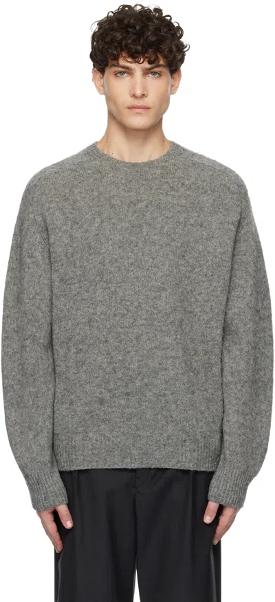 Ylève Gray Brushed Wool Sweater In 020 Grey
