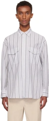 Ylève Gray Lawn Shirt In 031 Stripe