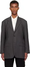 Ylève Gray Tropical Wool Blazer In 020 Charcoal