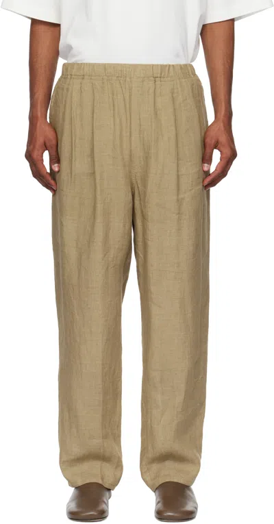 Ylève Khaki Linen Poplin Trousers