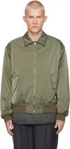 Ylève Khaki Nylon Twill Bomber Jacket In 180 Khaki