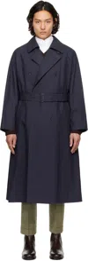 Ylève Navy Highdensity Cotton Broad Liner Trench Coat In 120 Navy