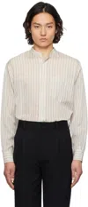 Ylève Off-white Acetate Cupra Stand Collar Shirt In 031 Stripe