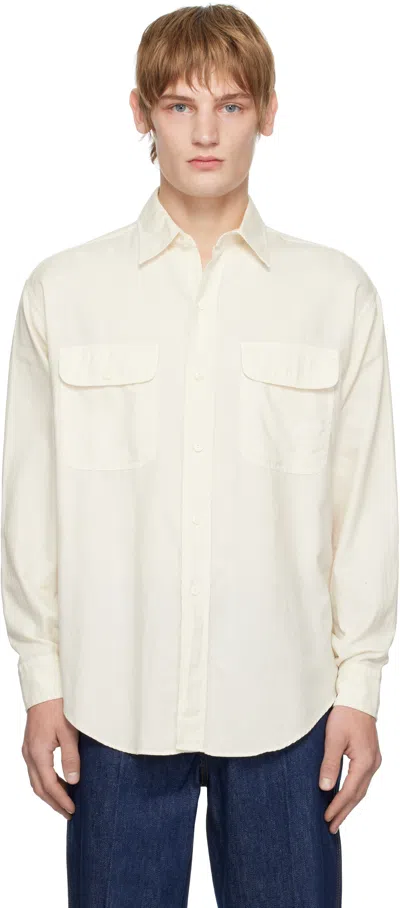 Ylève Off-white Cotton Viyella Work Shirt In 030 Off