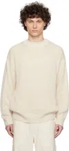 Ylève Off-white European Linen Silk Basque Knit Sweater In 030 Ivory