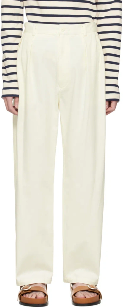 Ylève Off-white Pleated Trousers In 030 White