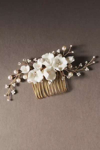 Ym Ivory Orchid Bridal Comb In Gold